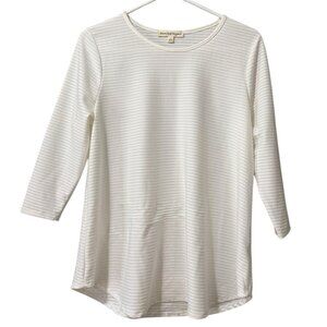 Above‎ & Beyond Women Size Medium White Blouse Stretch Formal Office Career City